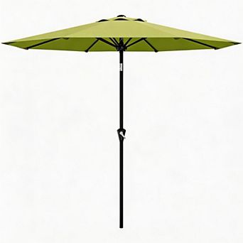 Patio Umbrella, Outdoor Table Umbrella with Smooth Crank Lift, Push Button Tilt, 8 Sturdy Ribs