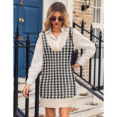 Zeagoo Women's V Neck Sleeveless Sweater Vest Dress Oversized Long Knit Casual Pullover Tops