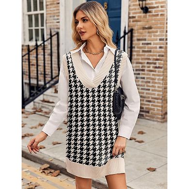 Zeagoo Women's V Neck Sleeveless Sweater Vest Dress Oversized Long Knit Casual Pullover Tops