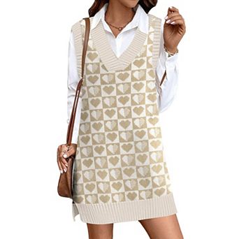 Zeagoo Women's V Neck Sleeveless Sweater Vest Dress Oversized Long Knit Casual Pullover Tops