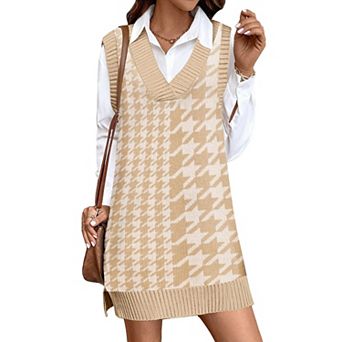Zeagoo Women's V Neck Sleeveless Sweater Vest Dress Oversized Long Knit Casual Pullover Tops