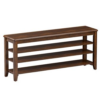 3 tier Wooden Shoe Rack Bench Adjustable Shelves for Entryway Mudroom 47 Inch 1 pc