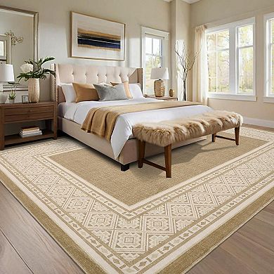Modern Geometric Washable Runner Non-Slip Low Pile Rug for Hallway & Kitchen