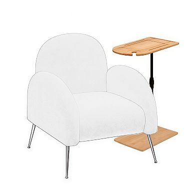 Adjustable 100% Bamboo C-Shaped Couch Tray Side Table with Shelf