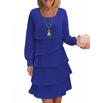 Women's Long Sleeve Tiered Midi Dress