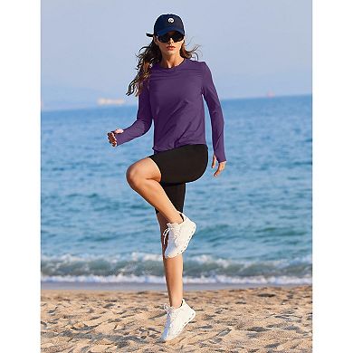 Pinspark Women's Long Sleeve UV Protection Workout Top Soft Rash Guard with Thumb Holes Shirt