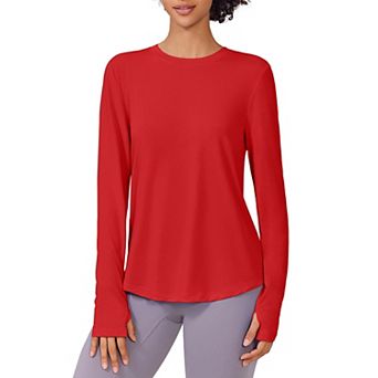 Pinspark Women's Long Sleeve UV Protection Workout Top Soft Rash Guard with Thumb Holes Shirt
