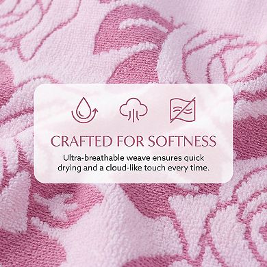 2 Pack Pure Cotton Hand Towels with Rose Jacquard, Soft Quick Dry Towel Set for Bathroom 13" x 29"