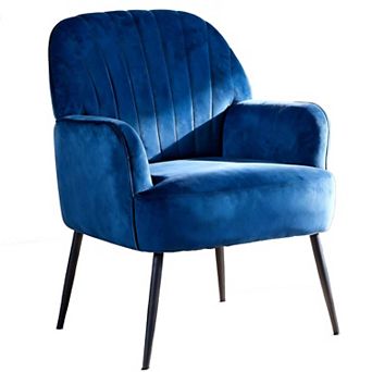 Trikiousd Modern Velvet Accent Chair, Luxury Single Sofa Armchair with Metal Legs