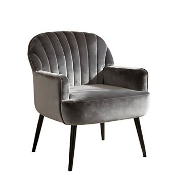 Trikiousd Modern Velvet Accent Chair, Luxury Single Sofa Armchair with Metal Legs