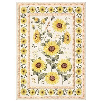Sunflower Floral Non-Slip Rug Home Floor Print Carpet for Kitchen, Entryway, Bathroom Doorway