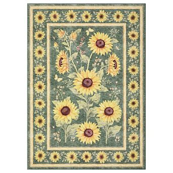 Sunflower Floral Non-Slip Rug Home Floor Print Carpet for Kitchen, Entryway, Bathroom Doorway