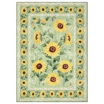 Sunflower Floral Non-Slip Rug Home Floor Print Carpet for Kitchen, Entryway, Bathroom Doorway