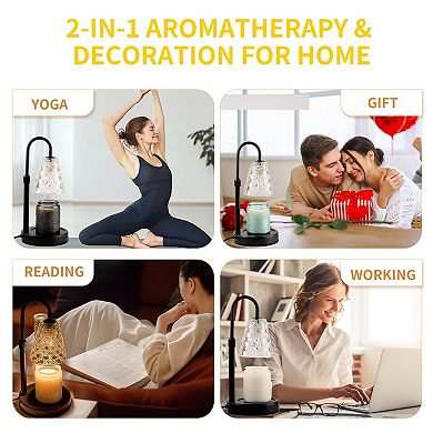 Candle Warmer Lamp with Timer Dimmable Height Adjustable Electric Wax Melt for Home Decor Gifts