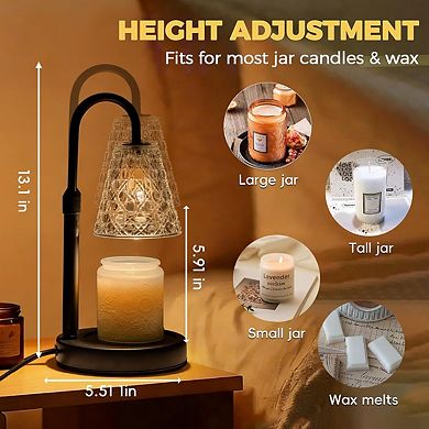 Candle Warmer Lamp with Timer Dimmable Height Adjustable Electric Wax Melt for Home Decor Gifts