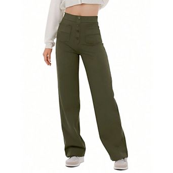 Zeagoo Women's High Waisted Straight Leg Stretchy Business Casual Work Pants with Pockets