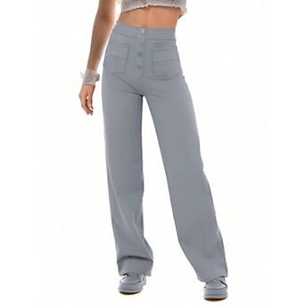 Zeagoo Women's High Waisted Straight Leg Stretchy Business Casual Work Pants with Pockets