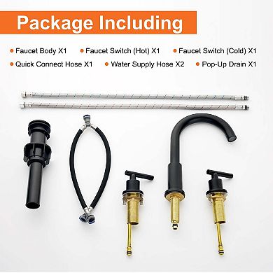 8 in. Widespread Double Handle Bathroom Faucet with Quick Connect Hose and Pop-Up Drain