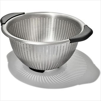 Stainless Steel Colander 5-qt Non-Slip Handles for Pasta Vegetables, Nesting Strainer