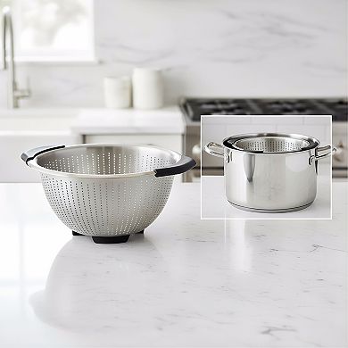 Stainless Steel Colander 5 Qt, Non-Slip Handles for Pasta Vegetables ...