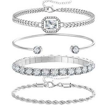 Silver 4 pc Jewelry Set, Hypoallergenic & Perfect Gift