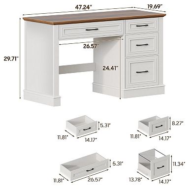 47" Executive Desk with File Drawer, Computer Desk with 4 Drawers for Writing, Study, Home Office
