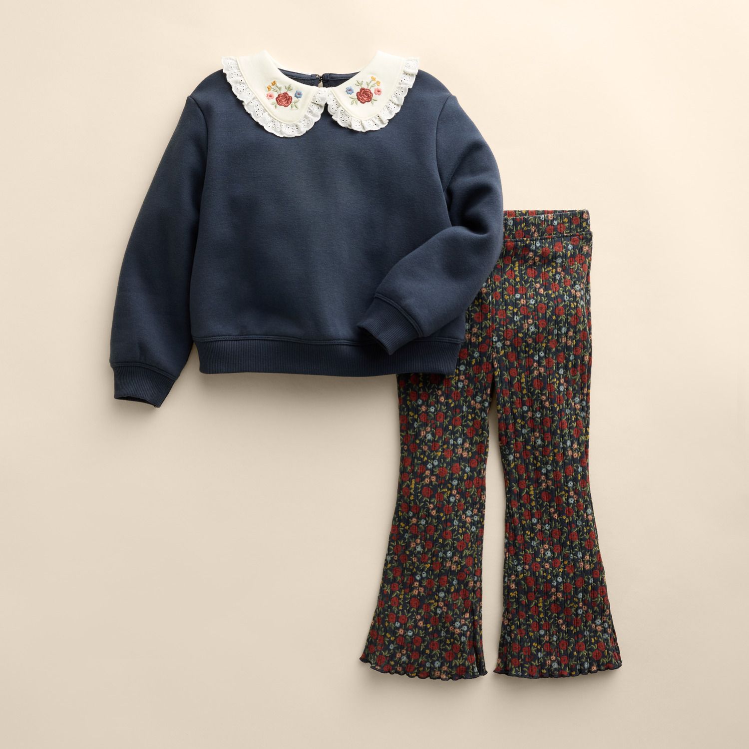 Комплект Little Co. by Lauren Conrad Collared Top & Flare Pants Set для девочек-малышей, цвет: Разноцветный — фото 1