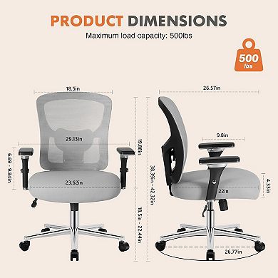 YIORTWO Big & Tall High Back Office Chair 500 lbs, Ergonomic Mesh Desk Chair with 4D Armrests