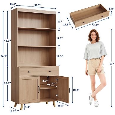 Bookshelves Storage Unit With Upper Storage