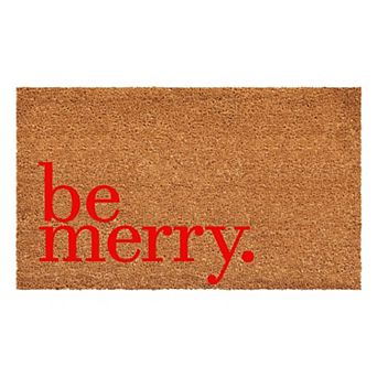 HomeRoots 17" X 29" Brown And Red Christmas Outdoor Coir Door Mat