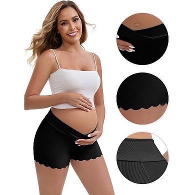 2 Packs Women's Ice Silk Anti-Chafing Maternity Knickers High Rise Tummy Support Lightweight Panties