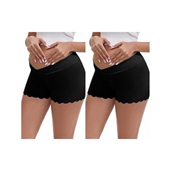 2 Packs Women's Ice Silk Anti-Chafing Maternity Knickers High Rise Tummy Support Lightweight Panties