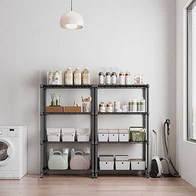 4 Tier Metal Storage Shelf Adjustable Wire Rack Black 15.7 D x 33.5 W x 59.5 H 1 Piece