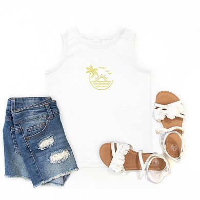 Embroidered Beach Sunset - Youth Tank Top