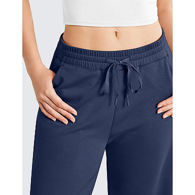 PINSPARK Women's High Waisted Wide Leg Sweatpants Baggy Drawstring Athletic Pants with 2 Pockets