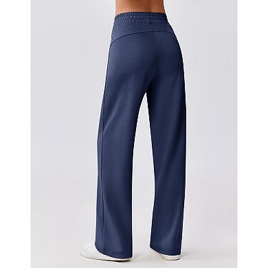 PINSPARK Women's High Waisted Wide Leg Sweatpants Baggy Drawstring Athletic Pants with 2 Pockets