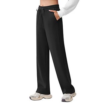 PINSPARK Women's High Waisted Wide Leg Sweatpants Baggy Drawstring Athletic Pants with 2 Pockets