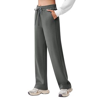 PINSPARK Women's High Waisted Wide Leg Sweatpants Baggy Drawstring Athletic Pants with 2 Pockets