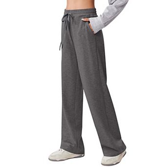 PINSPARK Women's High Waisted Wide Leg Sweatpants Baggy Drawstring Athletic Pants with 2 Pockets