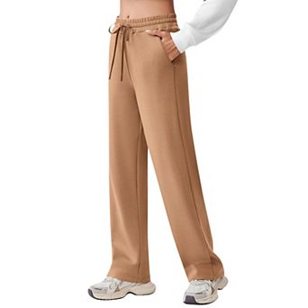 PINSPARK Women's High Waisted Wide Leg Sweatpants Baggy Drawstring Athletic Pants with 2 Pockets