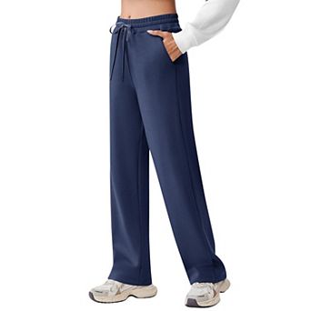PINSPARK Women's High Waisted Wide Leg Sweatpants Baggy Drawstring Athletic Pants with 2 Pockets