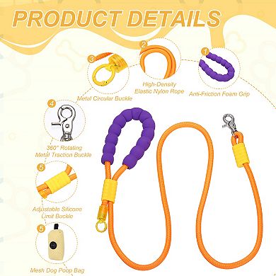 1Pc Dog Leash with Padded Hands Free, Adjustable Bungee Dog Training Leash with Mesh Bag