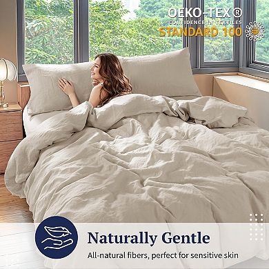 Pure Linen King Duvet Cover Set - Breathable, Soft, & Durable