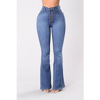 Women's High Waist Flared Jeans Stretch Denim Pants