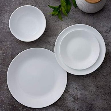 Zoulao 8-Pc Chip-Resistant Glass Dinner Plates Set, Triple Layer, Lightweight, Frost White