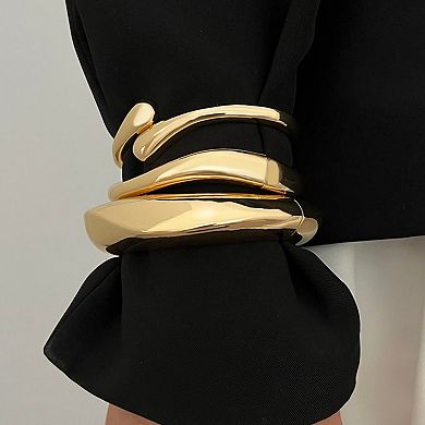 14K Gold Plated Bold Bracelet Set, Ideal Stylish Gift