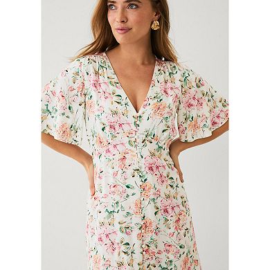Ellos Plus Size Button Front Empire Maxi Dress