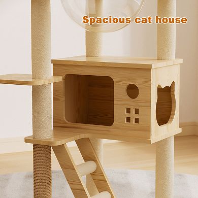Heybly 48.8 In Cat Tree Tower with Sisal Scratching Posts, Top Perch, Acrylic Hammock Cat Condo