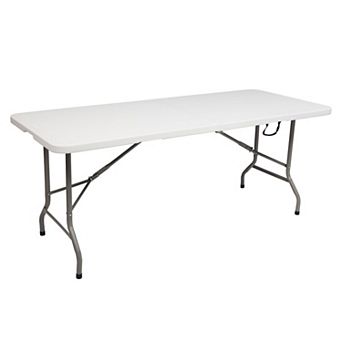 Rectangular Folding Table with HDPE Top and Fold-in-Half Design for Parties or Gatherings