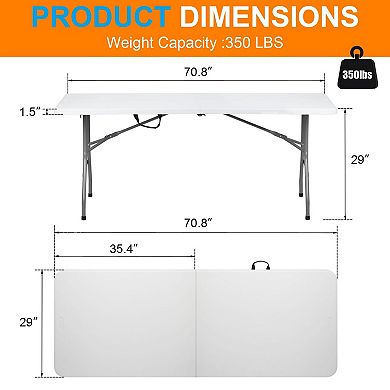 Rectangular Folding Table with HDPE Top and Fold-in-Half Design for Parties or Gatherings
